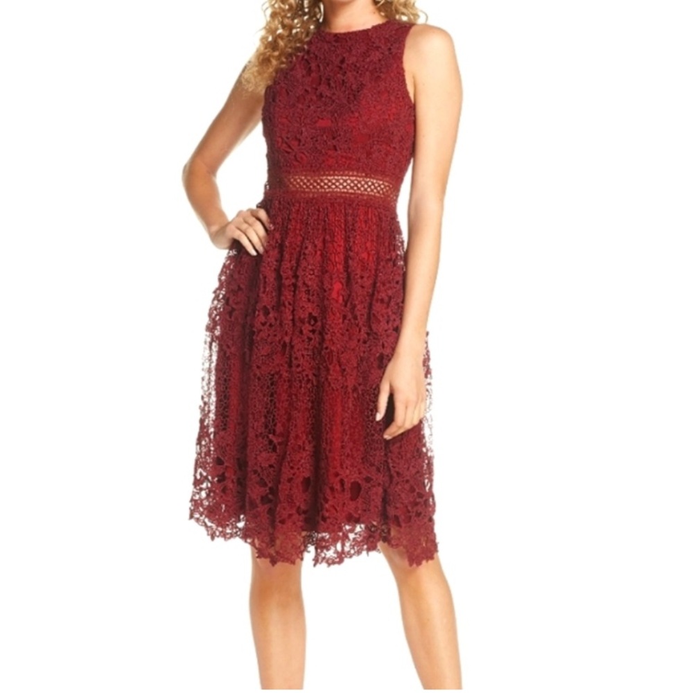 Chi Chi London Burgundy lace dress, size 8